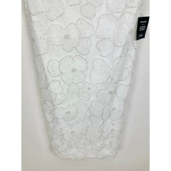 Lulus Loving Mentality White Tulle Beaded Strapless Midi Dress Cocktail XL NWT - Picture 7 of 12